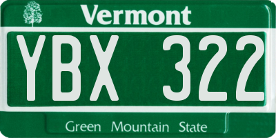 VT license plate YBX322
