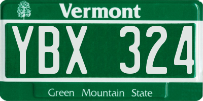 VT license plate YBX324