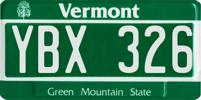 VT license plate YBX326