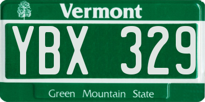 VT license plate YBX329