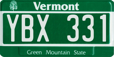 VT license plate YBX331