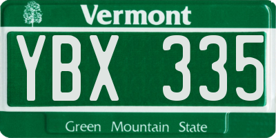 VT license plate YBX335