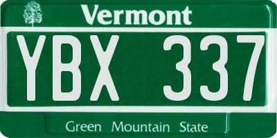 VT license plate YBX337