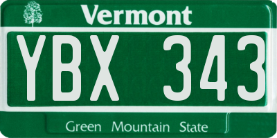 VT license plate YBX343