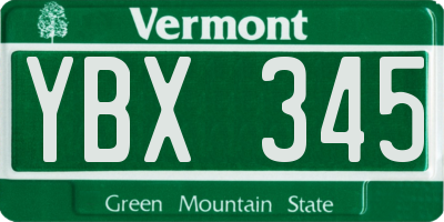 VT license plate YBX345