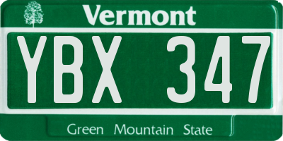 VT license plate YBX347