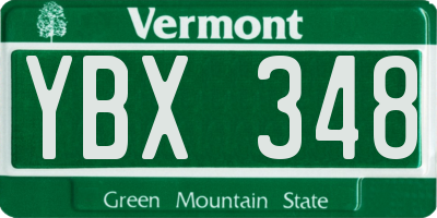 VT license plate YBX348