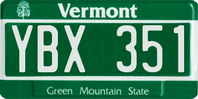 VT license plate YBX351