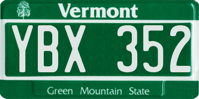 VT license plate YBX352