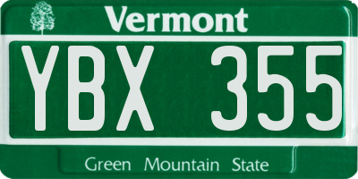 VT license plate YBX355