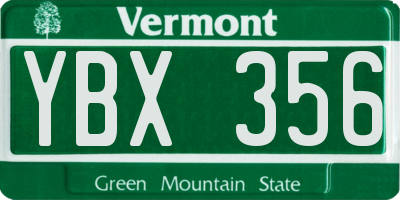 VT license plate YBX356