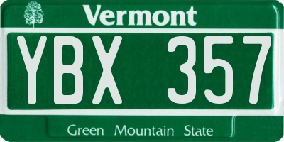 VT license plate YBX357