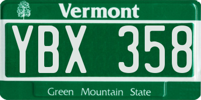 VT license plate YBX358