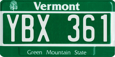 VT license plate YBX361