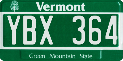 VT license plate YBX364