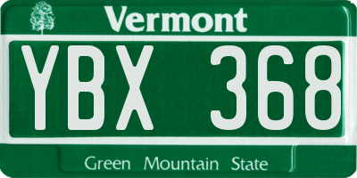 VT license plate YBX368