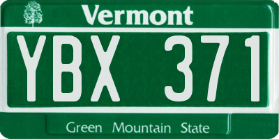 VT license plate YBX371