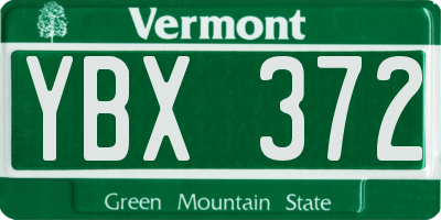 VT license plate YBX372