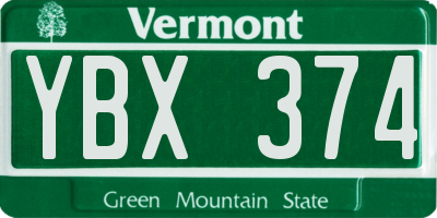 VT license plate YBX374