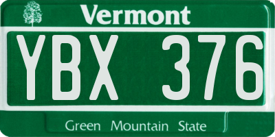 VT license plate YBX376