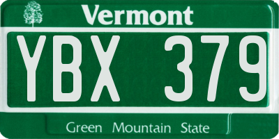 VT license plate YBX379