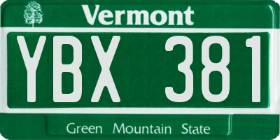 VT license plate YBX381