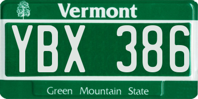 VT license plate YBX386