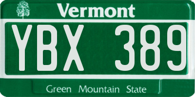 VT license plate YBX389