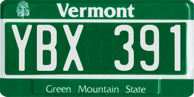 VT license plate YBX391