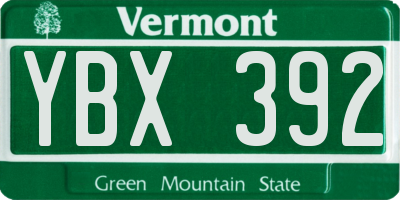 VT license plate YBX392