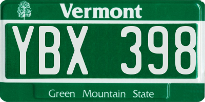 VT license plate YBX398