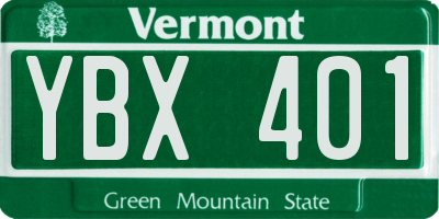 VT license plate YBX401