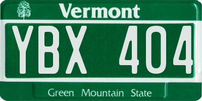 VT license plate YBX404