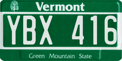 VT license plate YBX416