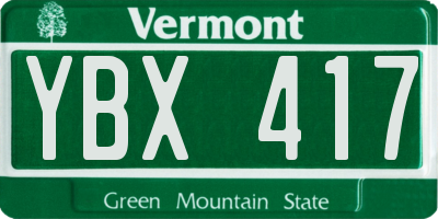 VT license plate YBX417