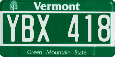 VT license plate YBX418