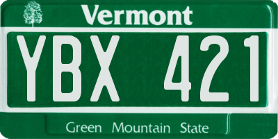 VT license plate YBX421