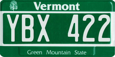 VT license plate YBX422