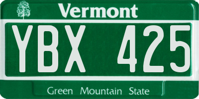 VT license plate YBX425