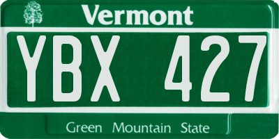 VT license plate YBX427