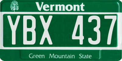 VT license plate YBX437