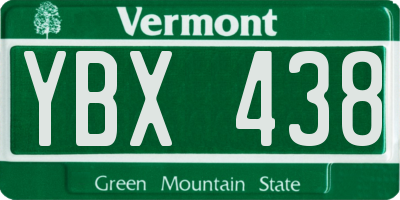 VT license plate YBX438