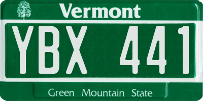 VT license plate YBX441