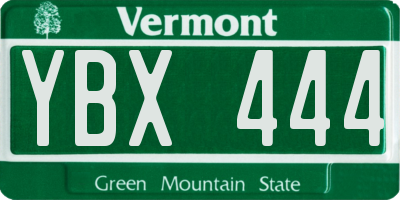 VT license plate YBX444