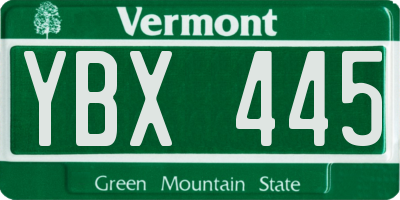 VT license plate YBX445