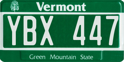 VT license plate YBX447