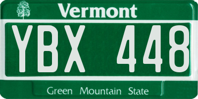 VT license plate YBX448