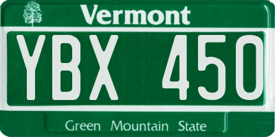 VT license plate YBX450