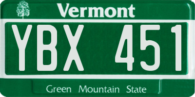 VT license plate YBX451