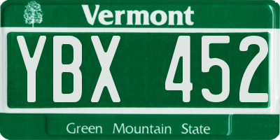 VT license plate YBX452